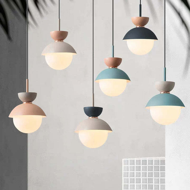 Scandinavian Aluminum Globe Glass Pendant