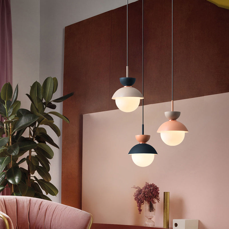 Scandinavian Aluminum Globe Glass Pendant
