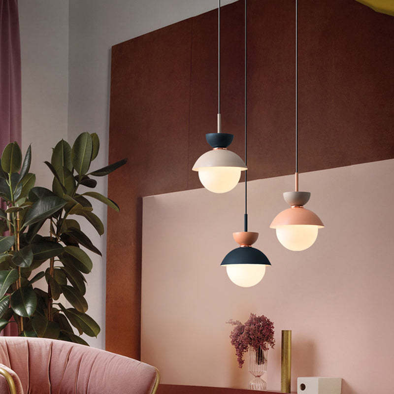 Scandinavian Aluminum Globe Glass Pendant