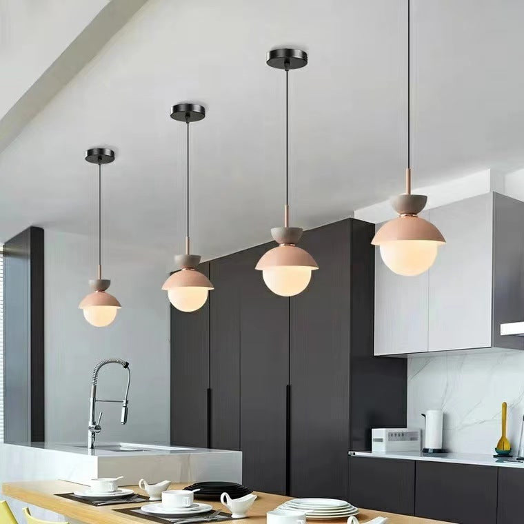 Scandinavian Aluminum Globe Glass Pendant