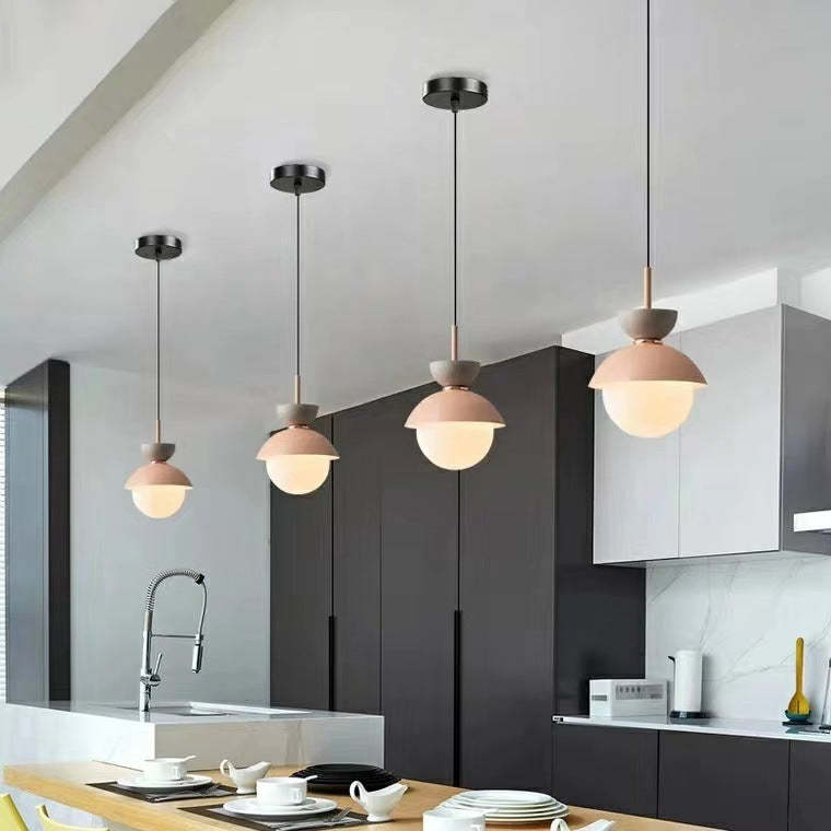Scandinavian Aluminum Globe Glass Pendant
