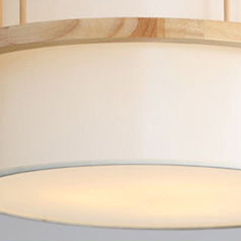 Japanese Wood Fabric Round Chandelier