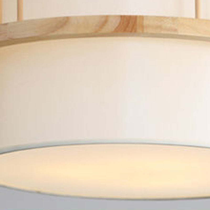 Japanese Wood Fabric Round Chandelier