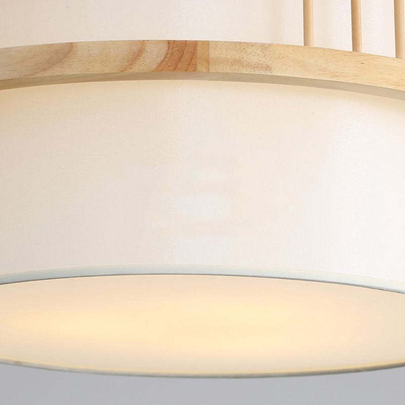 Japanese Wood Fabric Round Chandelier