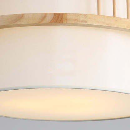 Japanese Wood Fabric Round Chandelier
