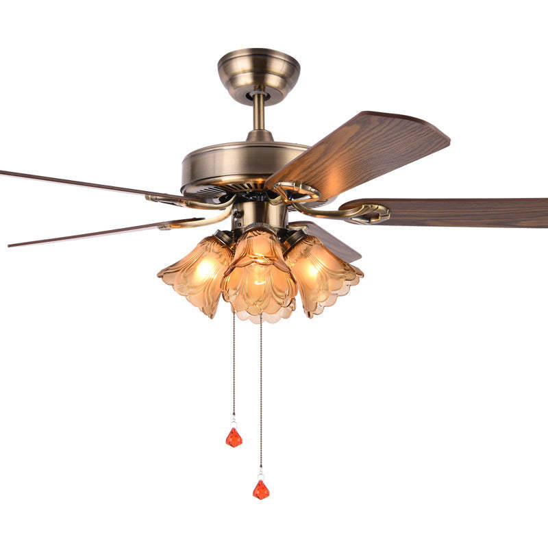Traditional Retro Iron Flower Ceiling Fan Light — Remote Control / Iron Fan / 110V-120V For US/CA