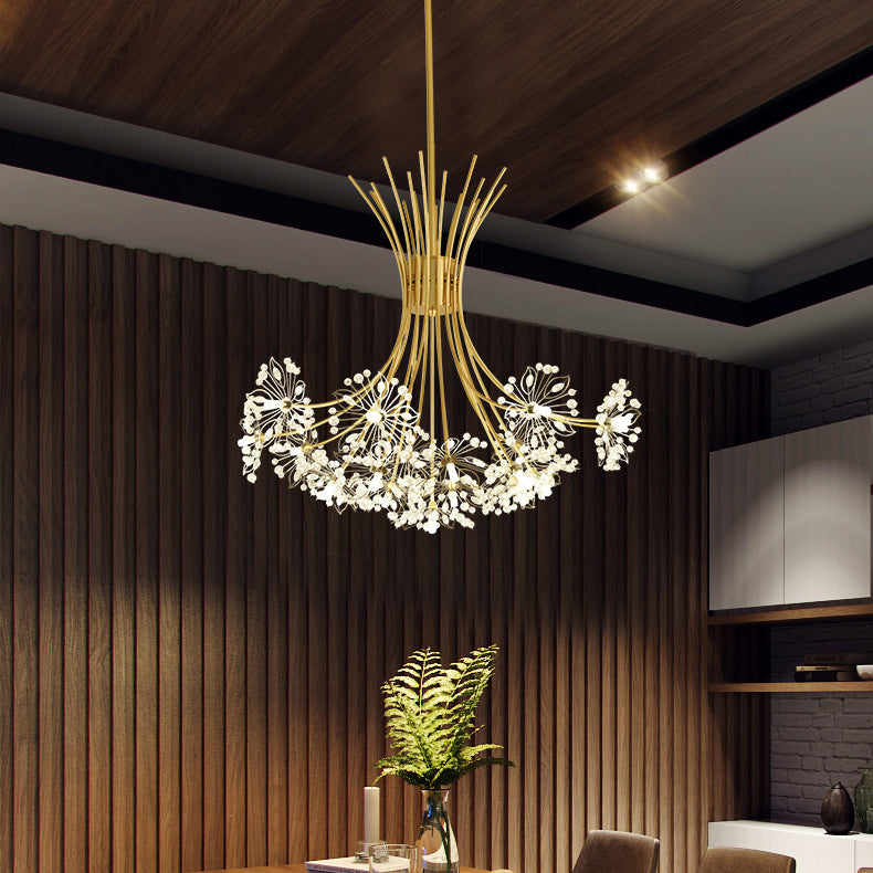 Dandelion Crystal Firework Iron Frame Chandelier