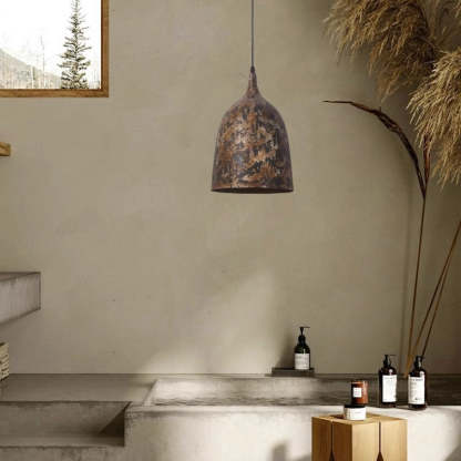 Japanese Wabi-Sabi Hand Painted Steel Round Pendant Light