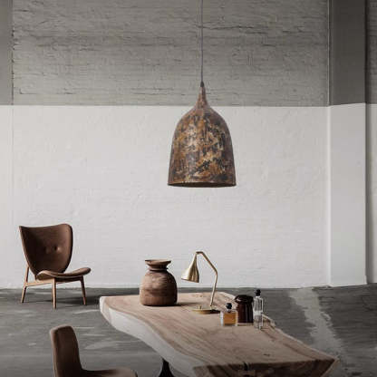 Japanese Wabi-Sabi Hand Painted Steel Round Pendant Light — 110V-120V For US/CA
