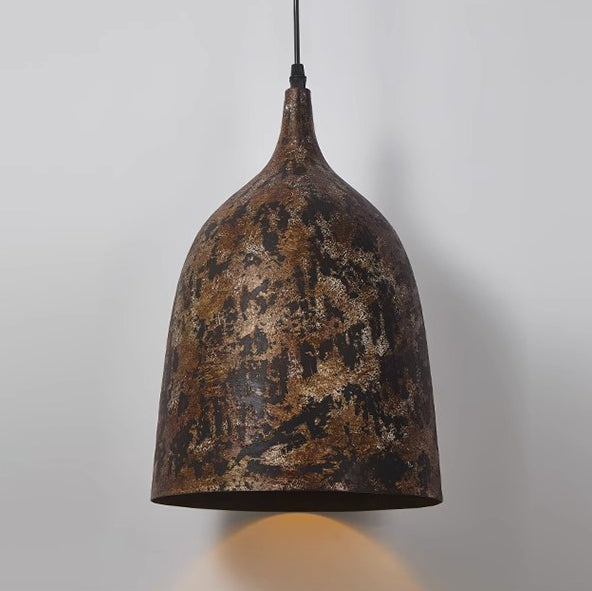 Japanese Wabi-Sabi Hand Painted Steel Round Pendant Light