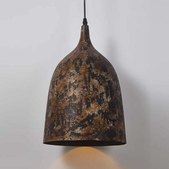 Japanese Wabi-Sabi Hand Painted Steel Round Pendant Light