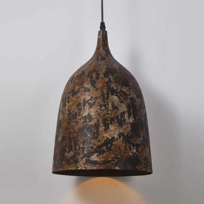 Japanese Wabi-Sabi Hand Painted Steel Round Pendant Light