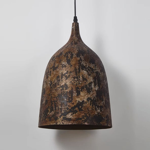 Japanese Wabi-Sabi Hand Painted Steel Round Pendant Light