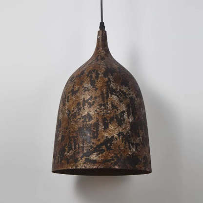 Japanese Wabi-Sabi Hand Painted Steel Round Pendant Light