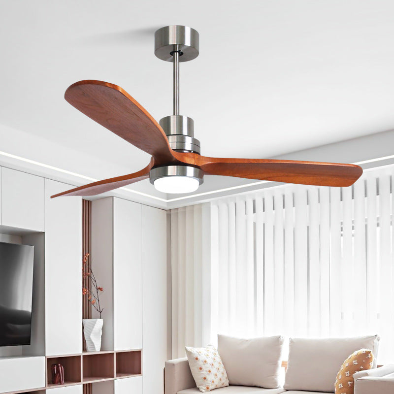Retro Glass Shade Blade Ceiling Fan Light — Silver Frame / Infinitely Dimmable / 110V-120V For US/CA