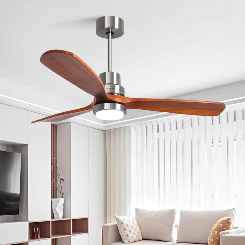 Retro Glass Shade Blade Ceiling Fan Light — Silver Frame / Infinitely Dimmable / 110V-120V For US/CA