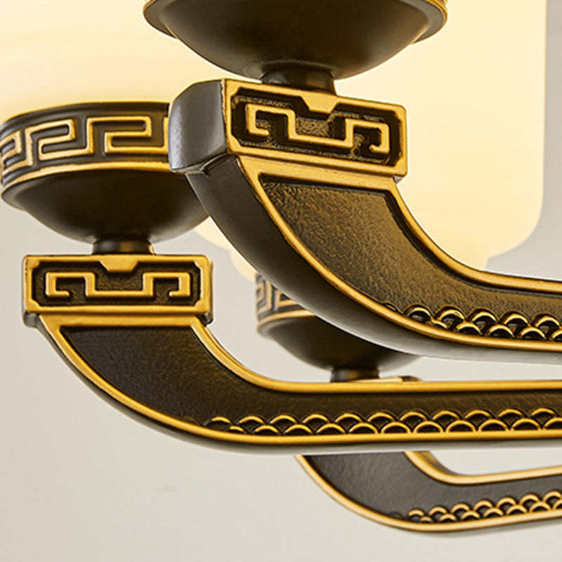 Chinese Jade Glass Zinc Ceiling Fan Light
