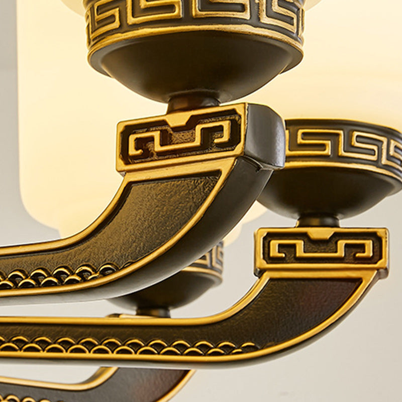 Chinese Jade Glass Zinc Ceiling Fan Light
