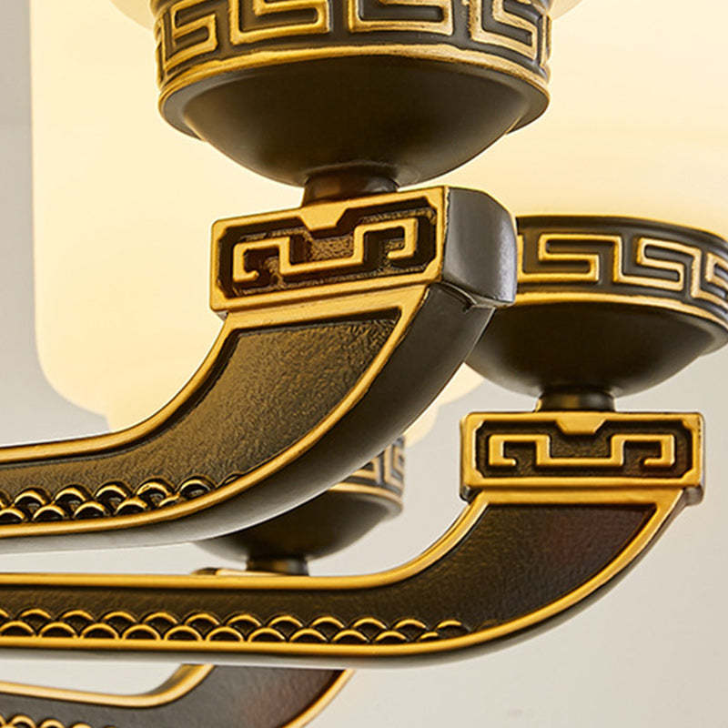 Chinese Jade Glass Zinc Ceiling Fan Light