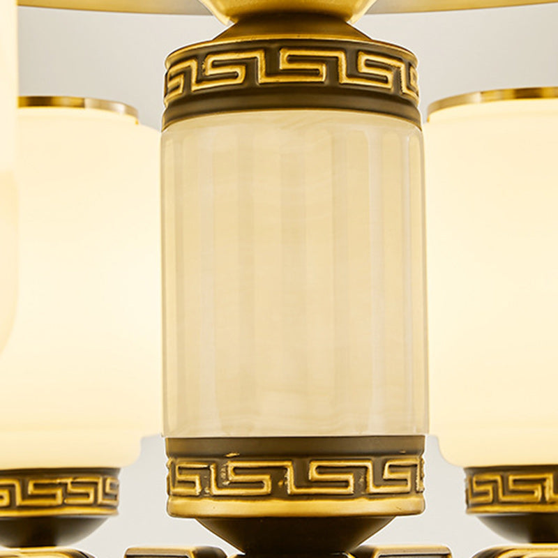 Chinese Jade Glass Zinc Ceiling Fan Light