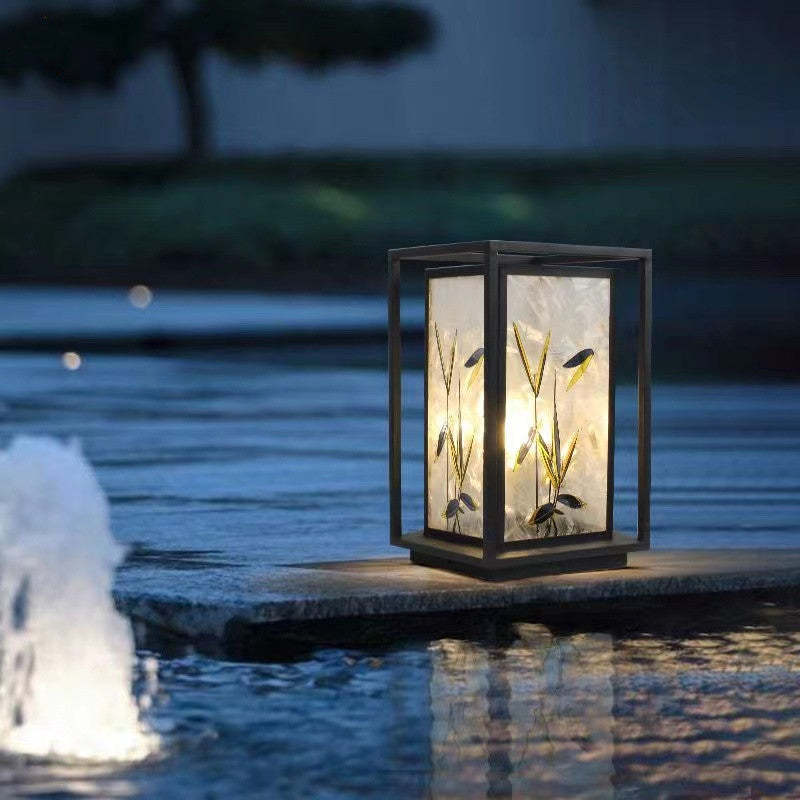 Chinese Crackle Enamel Galvanized Post Light — 220V-240V For UK/AU / Warm Light (3000K)