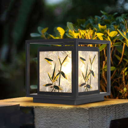 Chinese Crackle Enamel Galvanized Post Light — 110V-120V For US/CA / Warm Light (3000K)