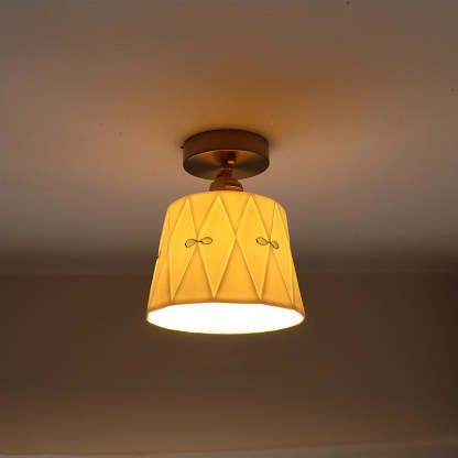 French Antique Brass Printed Ceramic Ceiling Light