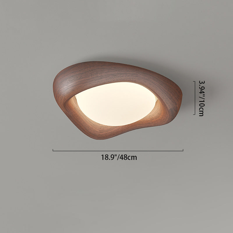 Curved Iron Imitation Wood Grain LED Flush Light