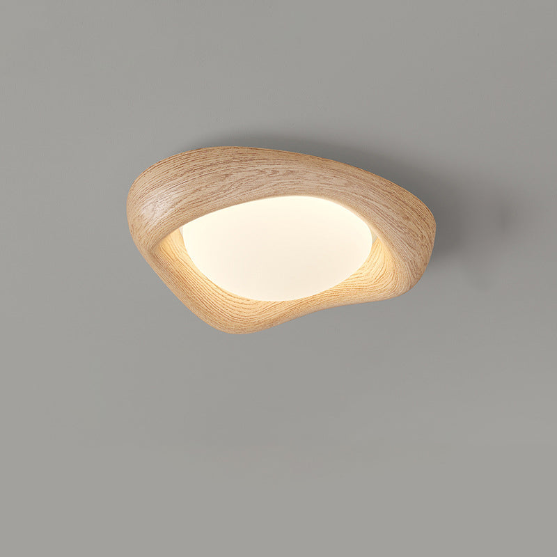 Curved Iron Imitation Wood Grain LED Flush Light