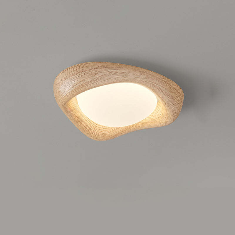 Curved Iron Imitation Wood Grain LED Flush Light
