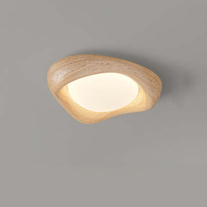 Curved Iron Imitation Wood Grain LED Flush Light