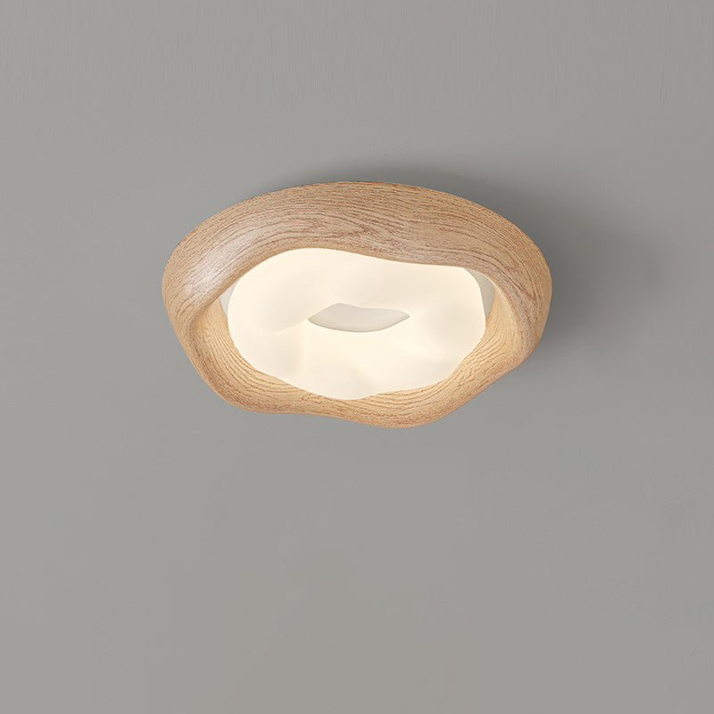 Curved Iron Imitation Wood Grain LED Flush Light