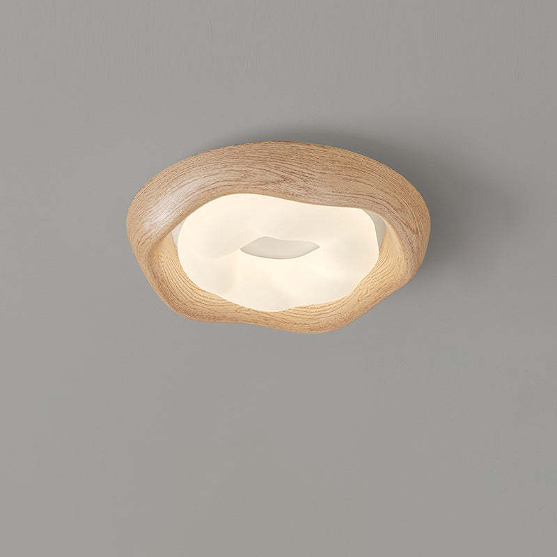Curved Iron Imitation Wood Grain LED Flush Light