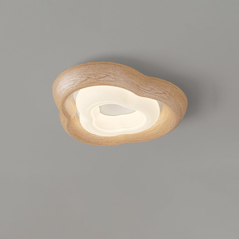 Curved Iron Imitation Wood Grain LED Flush Light