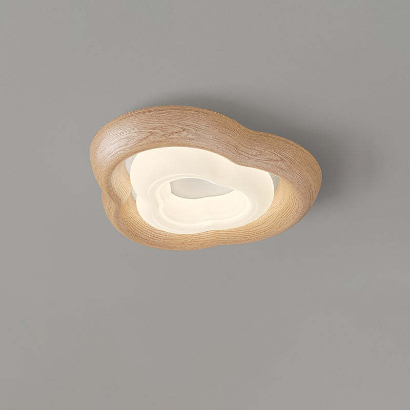Curved Iron Imitation Wood Grain LED Flush Light