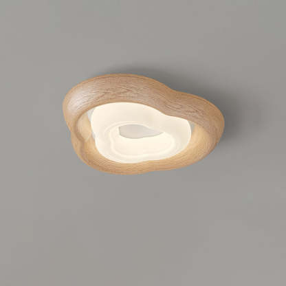 Curved Iron Imitation Wood Grain LED Flush Light