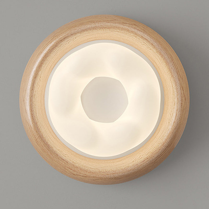 Curved Iron Imitation Wood Grain LED Flush Light
