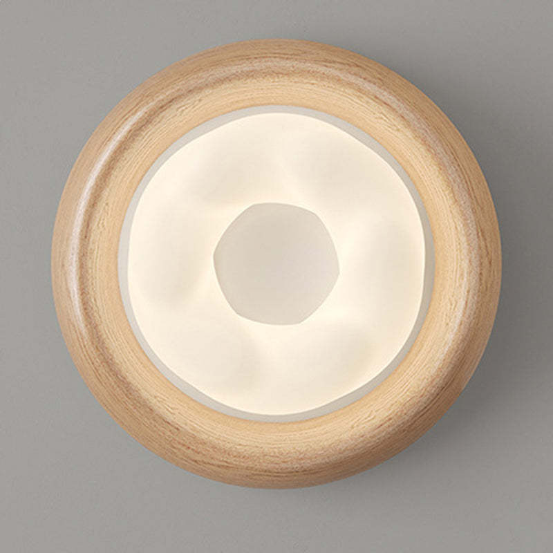 Curved Iron Imitation Wood Grain LED Flush Light