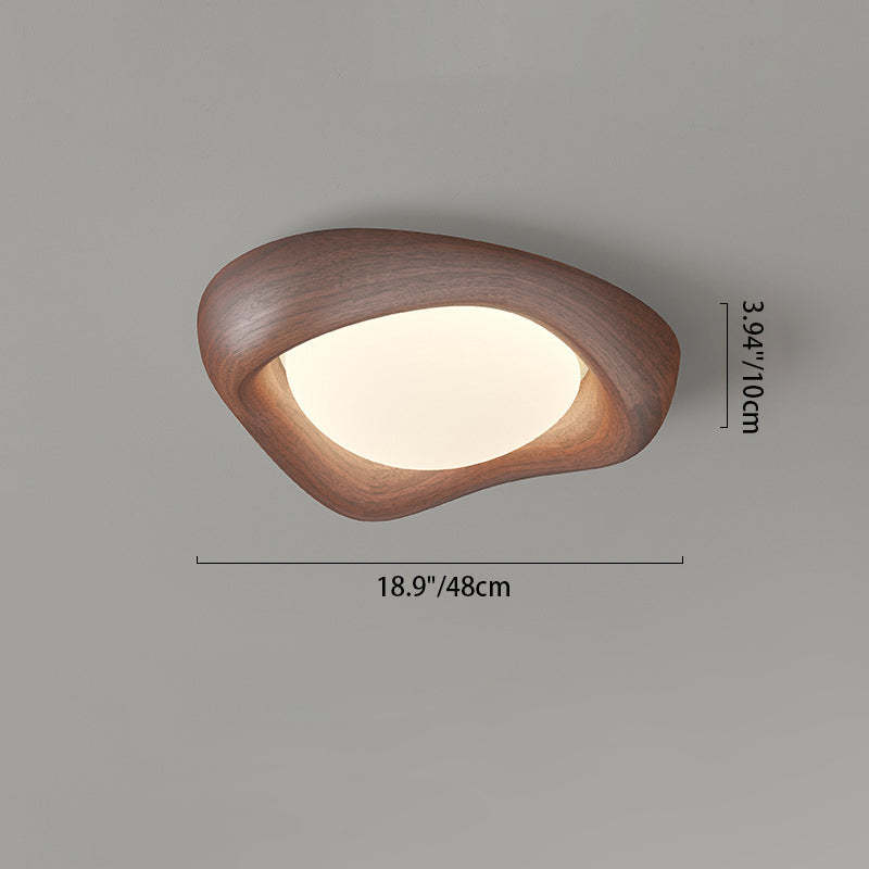 Curved Iron Imitation Wood Grain LED Flush Light