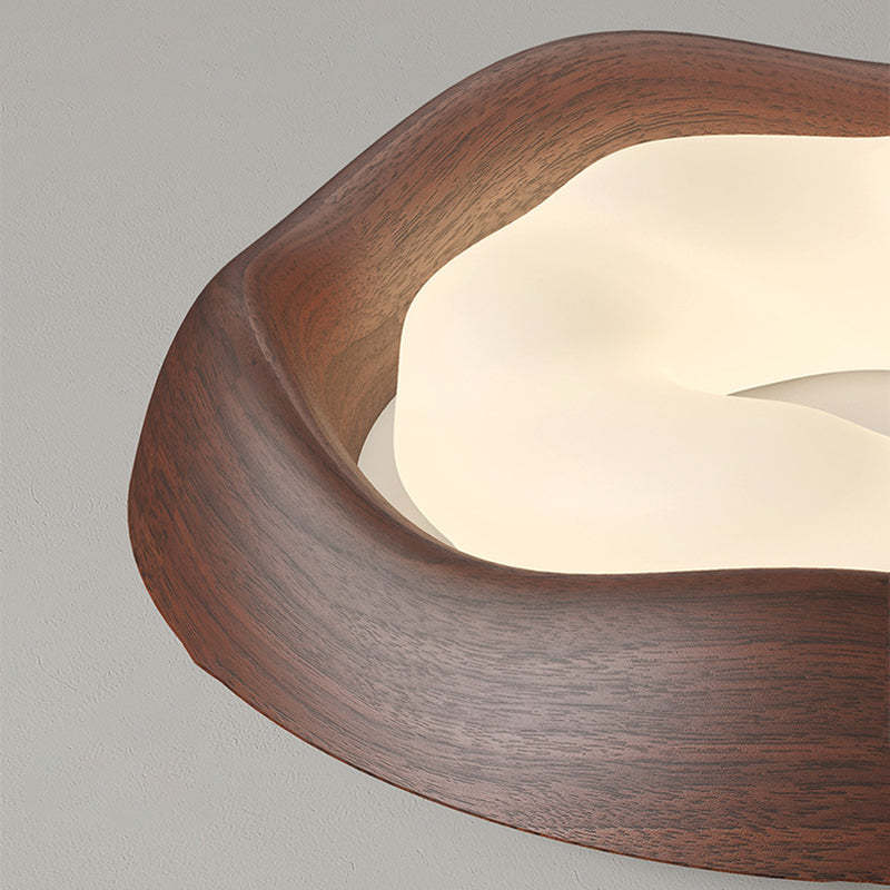 Curved Iron Imitation Wood Grain LED Flush Light