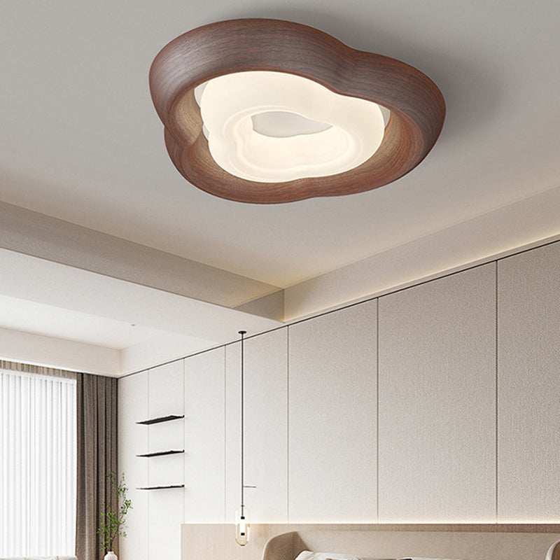 Curved Iron Imitation Wood Grain LED Flush Light