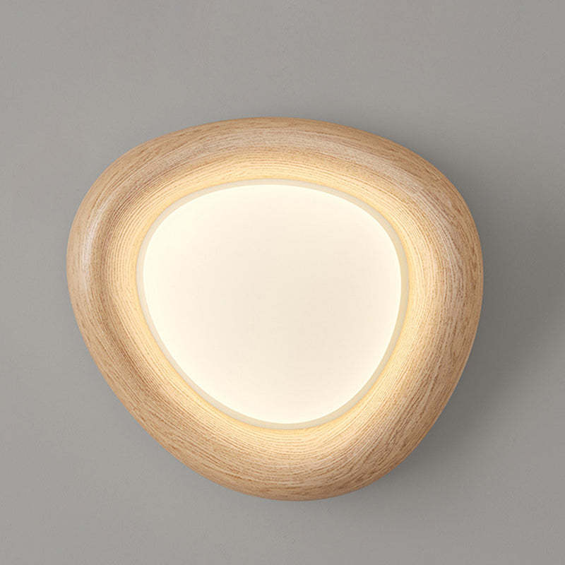 Curved Iron Imitation Wood Grain LED Flush Light