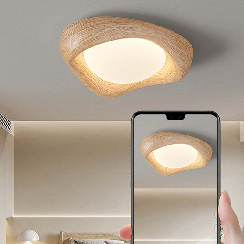 Curved Iron Imitation Wood Grain LED Flush Light