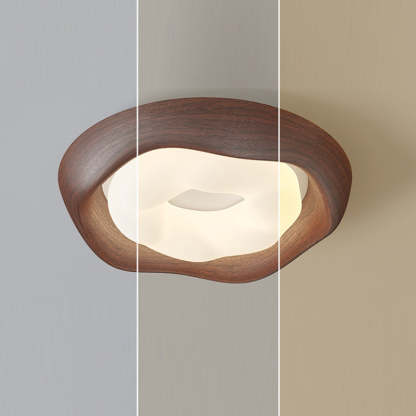 Curved Iron Imitation Wood Grain LED Flush Light