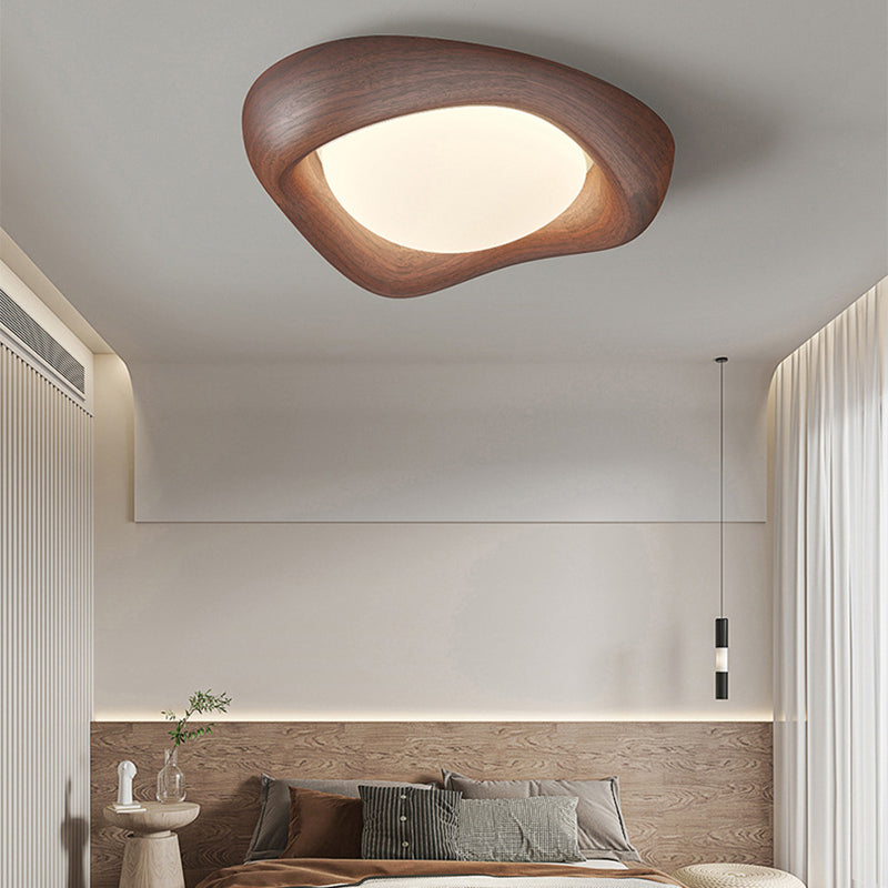 Curved Iron Imitation Wood Grain LED Flush Light