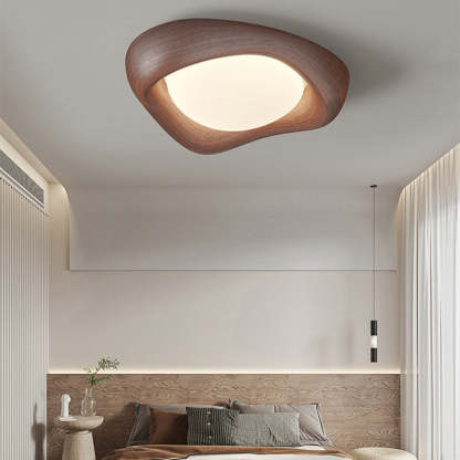 Curved Iron Imitation Wood Grain LED Flush Light