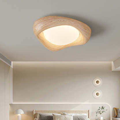 Curved Iron Imitation Wood Grain LED Flush Light