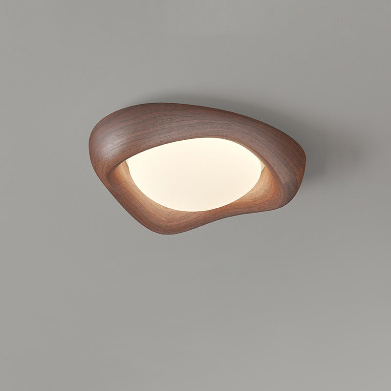 Curved Iron Imitation Wood Grain LED Flush Light