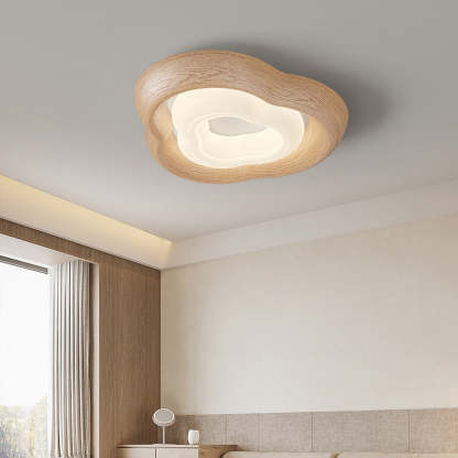 Curved Iron Imitation Wood Grain LED Flush Light