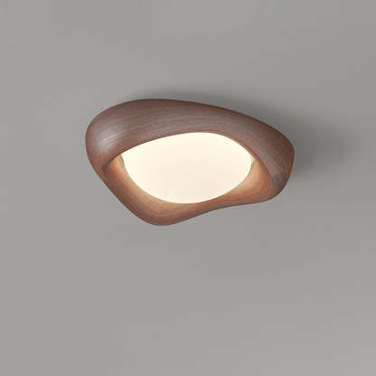Curved Iron Imitation Wood Grain LED Flush Light